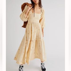Free People Dahlia Embroidered Maxi Dress - pearl Island - size Medium